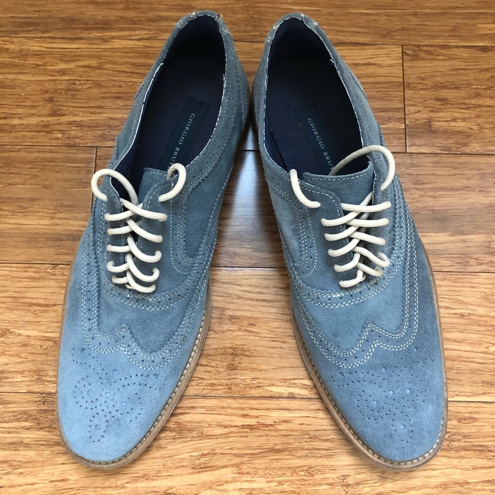 Giorgio Brutini blue suede wing tip shoes